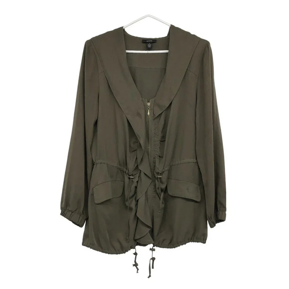 Alfani olive army green full zip hooded anorak jacket size 6 - Picture 15 of 15